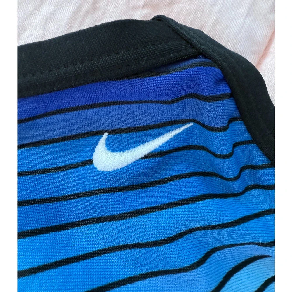 Nike Swimsuit Womens Size S Blue Striped Athletic Racerback Training One Piece